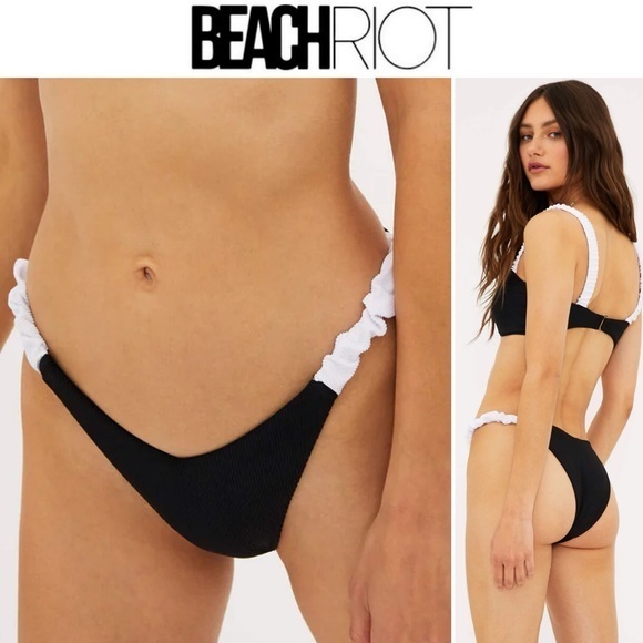 Beach Riot Phoebe Bottom Black & White Sz L